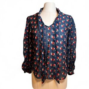Maeve by Anthropologie | Apple Print Balloon Sleeve Blouse | 4